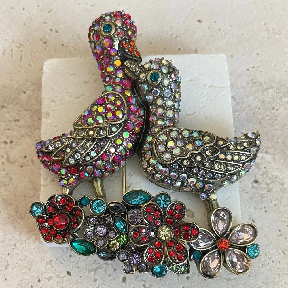Heidi Daus Vibrant Crystal Duck Brooch